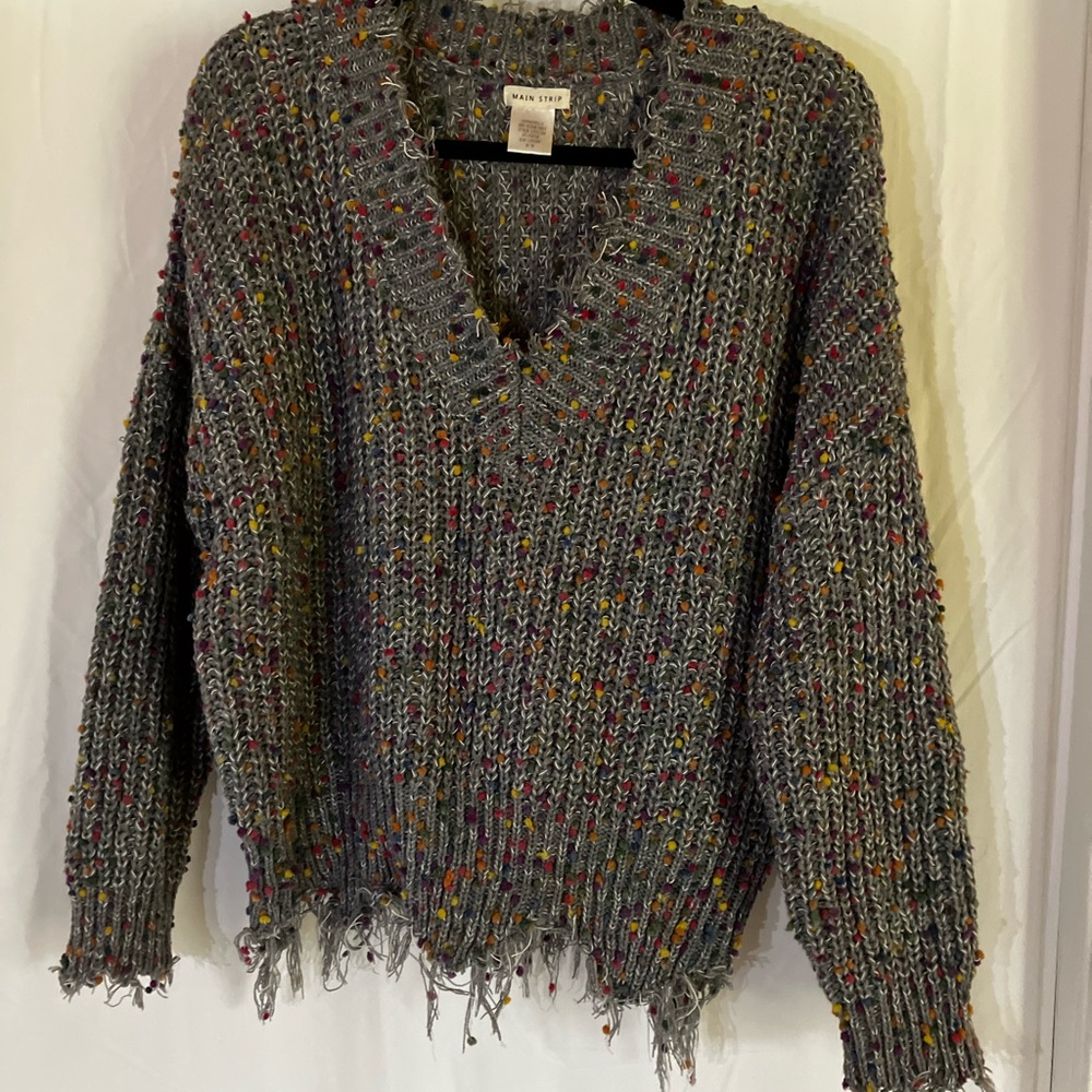 Boutique Grey Speckled V-Neck Sweater